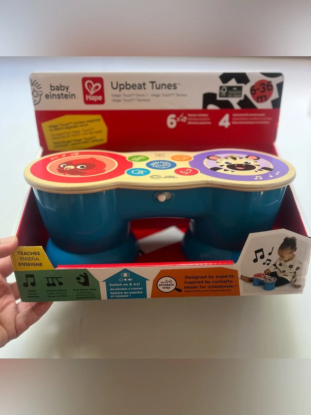 Baby Einstein Upbeat Tunes Magic Touch Wooden Drum Musical Toy